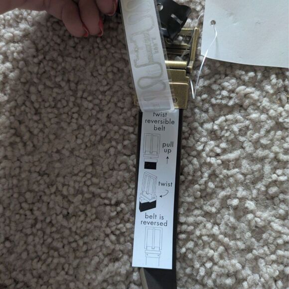 NWT Frye 25mm Reversible Tan and Black Leather Belt w/ Brass Hardware Sz L main image 7